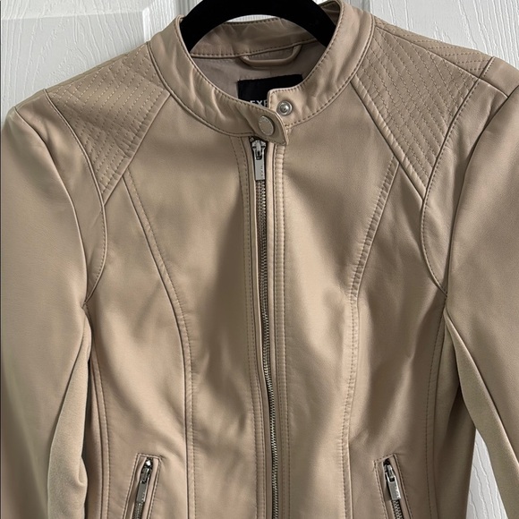 Express -Tan Faux Leather Moto Jacket - Picture 2 of 8